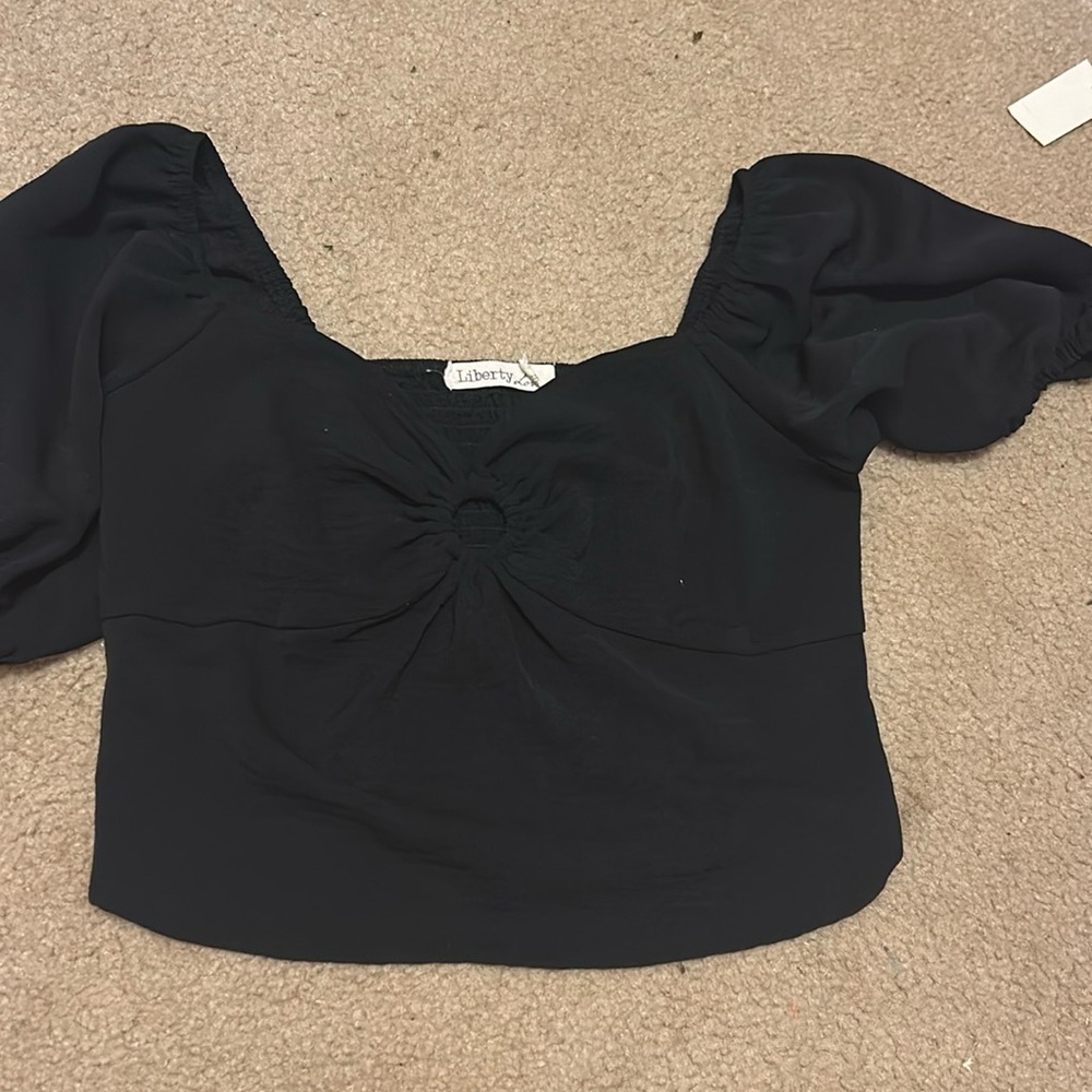 Black liberty love size small crop top new worn once